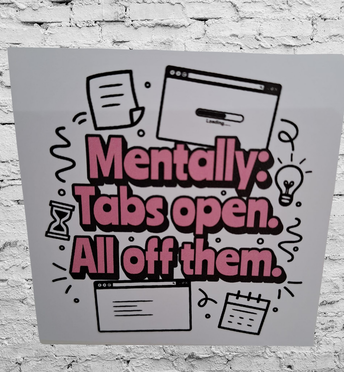 All Tabs Open Sticker – Pink ADHD Aesthetic Sticker (5 cm)